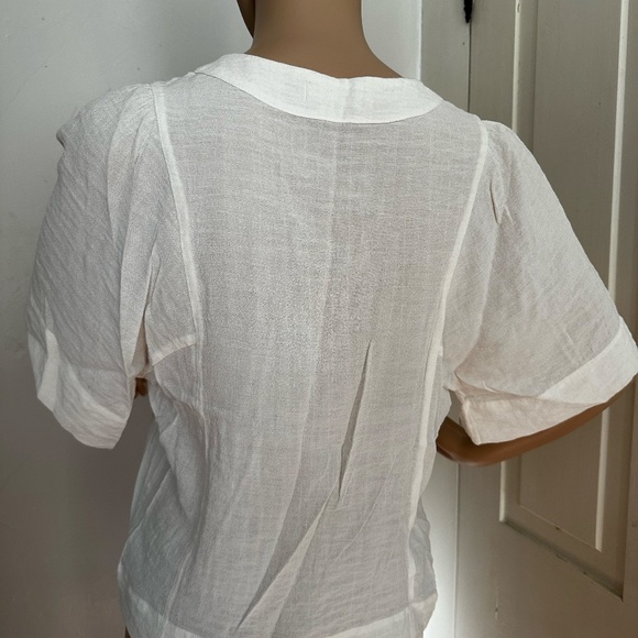 7-For-All-Mankind Linen Gauze Top with Lace-up Front - Picture 3 of 6